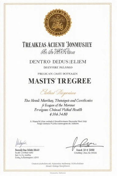 Certificado de Máster en Nutrición Clínica y Salud Pública, destacando la especialización en el área.